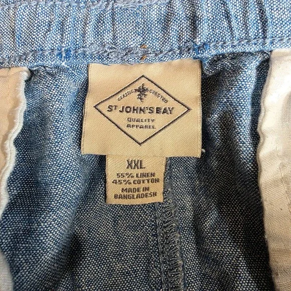 St John's Bay Linen Blend Pants Wide Leg Pull On Casual Comfy Blue XXL - Picture 3 of 3